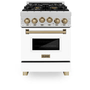 ZLINE 24" Autograph Gas Range, DuraSnow, White Door, RGSZ-WM-24-CB