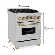 ZLINE 24" Autograph Gas Range Gas, DuraSnow, RGSZ-SN-24-CB