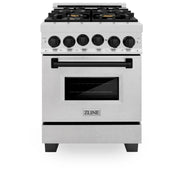 ZLINE 24" Autograph Gas Range Gas, DuraSnow, RGSZ-SN-24-MB