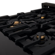 ZLINE 24" Black Stainless, Gas Brass Burner, Electric Range, RAB-BR-24