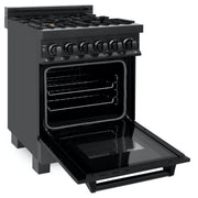 ZLINE 24" Black Stainless, Gas Brass Burner, Electric Range, RAB-BR-24