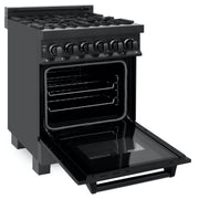 ZLINE 24" Black Stainless, Gas Burner, Electric Oven Range, RAB-24