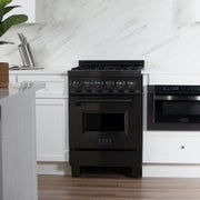 ZLINE 24" Black Stainless, Gas Burner, Electric Oven Range, RAB-24