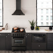 ZLINE 24" Black Stainless, Gas Burner, Electric Oven Range, RAB-24