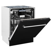 ZLINE 24" Dishwasher in Black Matte panel, Stainless Tub, DWV-BLM-24