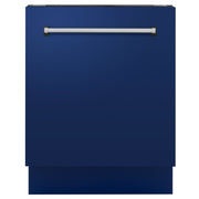 ZLINE 24" Dishwasher in Blue gloss panel, Stainless Tub, DWV-BG-24