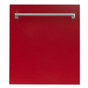 ZLINE 24" Dishwasher in Red Gloss, Stainless Tub, Traditional Handle, DW-RG-24