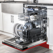 ZLINE 24" Dishwasher in Red Matt panel, Stainless Tub, DWV-RM-24
