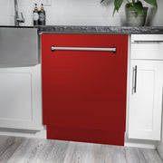 ZLINE 24" Dishwasher in Red Matt panel, Stainless Tub, DWV-RM-24