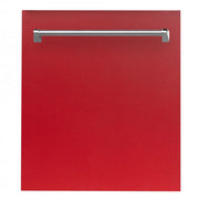 ZLINE 24" Dishwasher in Red Matte, Stainless Tub, Traditional Handle, DW-RM-24