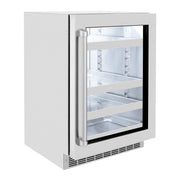 ZLINE 24 in. Touchstone 151 Can Beverage Fridge With Stainless Steel Glass Door RBSO-GS-24