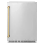 ZLINE 24 in. Touchstone Beverage Fridge, Solid Stainless Door, Champagne Bronze Handle RBSOZ-ST-24-CB