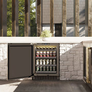 ZLINE 24 in. Touchstone Beverage Fridge, Solid Stainless Door, Champagne Bronze Handle RBSOZ-ST-24-CB