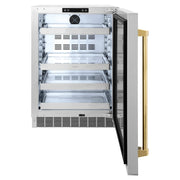 ZLINE 24 in. Touchstone Beverage Fridge, Solid Stainless Door, Polished Gold Handle RBSOZ-ST-24-G