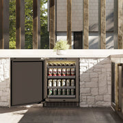ZLINE 24 in. Touchstone Beverage Fridge, Solid Stainless Door, Polished Gold Handle RBSOZ-ST-24-G