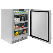 ZLINE 24 in. Touchstone Beverage Fridge, Solid Stainless Door, Polished Gold Handle RBSOZ-ST-24-G