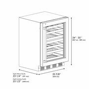 ZLINE 24 in. Touchstone Dual Zone 44 Bottle Wine Cooler With Stainless Steel Glass Door RWDO-GS-24