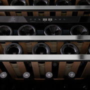 ZLINE 24" Monument Autograph Edition Dual Zone 44-Bottle Wine Cooler in Stainless Steel with Champagne Bronze Accents RWVZ-UD-24-CB