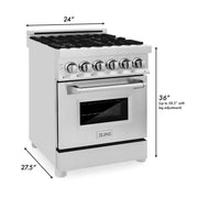 ZLINE 24" Professional Dual Fuel Range in White Matte RAS-WM-24