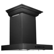 ZLINE 24" Wall Range Hood, Black Stainless, with Crown, BSKENCRN-24