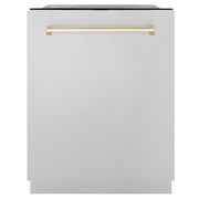 ZLINE 24"Autograph Dishwasher, Stainless, Accent Handle, DWMTZ-304-24-G