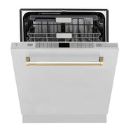 ZLINE 24"Autograph Dishwasher, Stainless, Accent Handle, DWMTZ-304-24-G