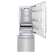 ZLINE 30" 16.1 cu. ft. Built-In 2-Door Bottom Freezer Refrigerator with Internal Water and Ice Dispenser in Stainless Steel RBIV-304-30