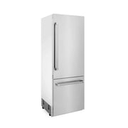 ZLINE 30" 16.1 cu. ft. Built-In 2-Door Bottom Freezer Refrigerator with Internal Water and Ice Dispenser in Stainless Steel RBIV-304-30