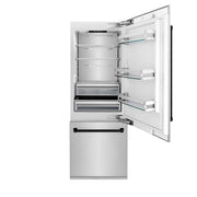ZLINE 30" Autograph 16.1 cu. ft. 2-Door Bottom Freezer Fridge Water/Ice Dispenser Stainless Steel Matte Black Accents RBIVZ-304-30-MB