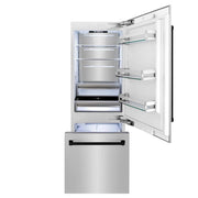 ZLINE 30" Autograph 16.1 cu. ft. 2-Door Bottom Freezer Fridge Water/Ice Dispenser Stainless Steel Matte Black Accents RBIVZ-304-30-MB