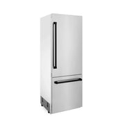 ZLINE 30" Autograph 16.1 cu. ft. 2-Door Bottom Freezer Fridge Water/Ice Dispenser Stainless Steel Matte Black Accents RBIVZ-304-30-MB