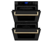 ZLINE 30" Autograph Double Wall Oven with Self Clean and True Convection in Black Stainless Steel Champagne Bronze AWDZ-30-BS-CB