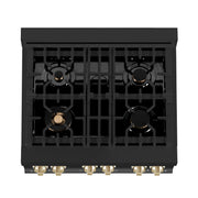 ZLINE 30" Autograph Dual Fuel Range, Black Stainless, Gold, RABZ-30-G