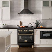ZLINE 30" Autograph Dual Fuel Range, Black Stainless, Gold, RABZ-30-G