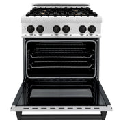 ZLINE 30" Autograph Dual Fuel Range, Stainless Steel, RAZ-30-MB