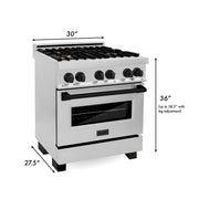 ZLINE 30" Autograph Dual Fuel Range, Stainless Steel, RAZ-30-MB