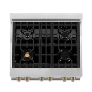 ZLINE 30" Autograph Dual Fuel Range, White Door, Bronze, RAZ-WM-30-CB
