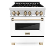 ZLINE 30" Autograph Dual Fuel Range, White Door, Bronze, RAZ-WM-30-CB