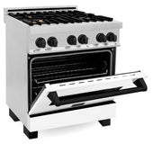 ZLINE 30" Autograph Dual Fuel Range, White Door, RAZ-WM-30-MB