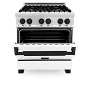 ZLINE 30" Autograph Dual Fuel Range, White Door, RAZ-WM-30-MB