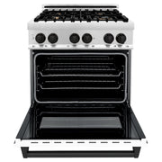 ZLINE 30" Autograph Dual Fuel Range, White Door, RAZ-WM-30-MB
