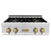 ZLINE 30" Autograph Rangetop, DuraSnow, Bronze Accents, RTSZ-30-CB