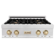 ZLINE 30" Autograph Rangetop, DuraSnow, Gold Accent, RTZ-30-G