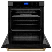 ZLINE 30" Autograph Single Wall Oven with Self Clean and True Convection in Black Stainless Steel Champagne Bronze AWSZ-30-BS-CB