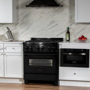 ZLINE 30" Black Stainless, Gas/Electric Oven, Brass Burners, RAB-BR-30