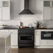 ZLINE 30" Black Stainless, Gas/Electric Oven, Brass Burners, RAB-BR-30