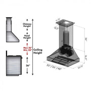 ZLINE 30" Black Stainless Steel Wall Mount Range Hood, BS655N-30