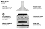 ZLINE 30" Bundle Range RA30 &  Wall Range Hood KB-30, 2KP-RARH30