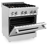 ZLINE 30" Dual Fuel Oven Range, Stainless Steel, Brass Burners, RA-BR-30