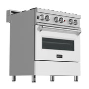 ZLINE 30" Dual Fuel Range, DuraSnow, Stainless, White Matte Door, RAS-WM-30